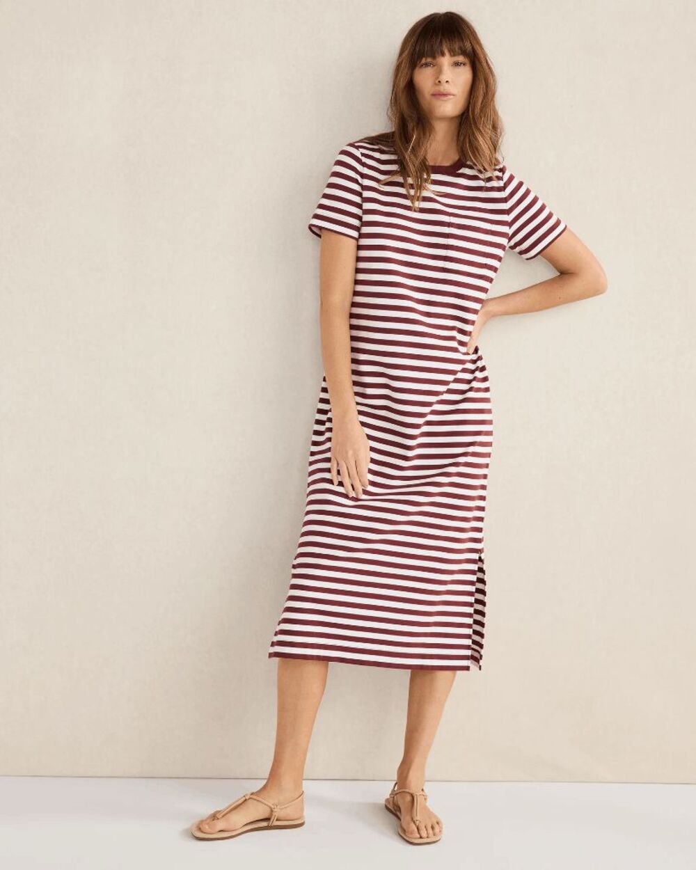 Haven Well Within $98 Organic Cotton Stripe T-Shirt Dress Womens Large NWOT